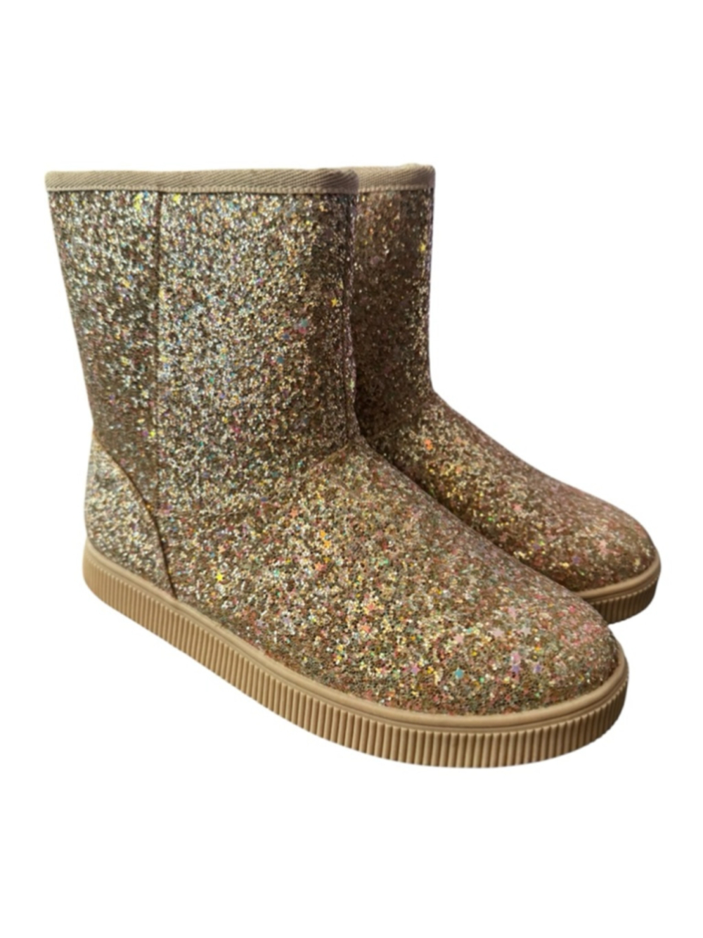 NWT Girls Cat & Jack Gold Glitter Boots Size 3 (Little Girls)